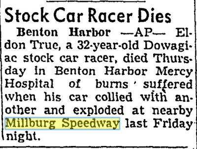 Millburg Speedway - July 1957 Driver Dies In Crash (newer photo)